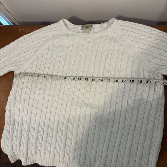 Women's size XL White Cable Knit Coastal Neutral Cozy LL Bean Sweater - Picture 5 of 6